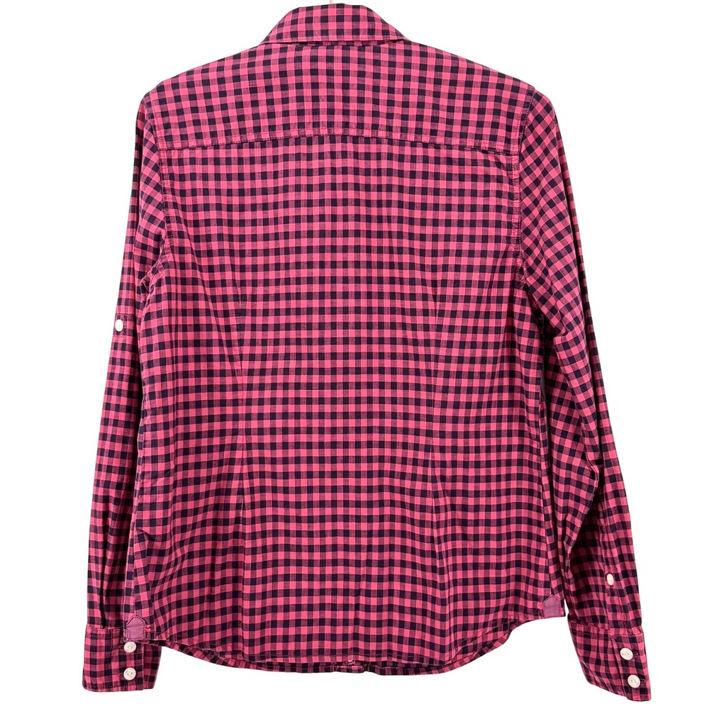 Tommy Hilfiger Button Up Womens Large Red Black Gingham Roll Tab Sleeves - Picture 3 of 12
